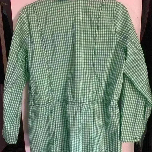 Denim&Co Green Gingham Shirt & Jacket Drawstring Waist Button Down front small - Picture 6 of 7